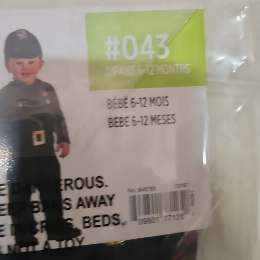 AMSCAN BABY COP RECRUIT COSTUME: NEW IN PACKAGE: SIZE 6-12 MTH - Picture 3 of 4
